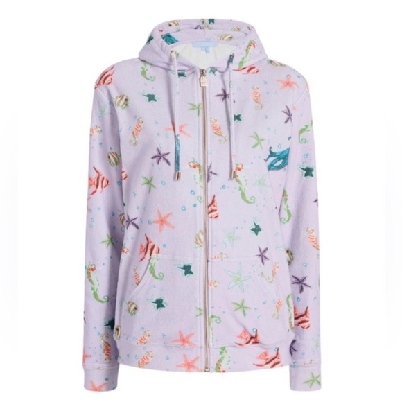 Hill House The Allie Zip-Up Hoodie Jacket in Sea Creatures - Picture 1 of 5